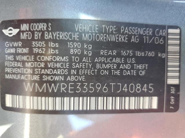 Photo 10 from auction – 2006 MINI COOPER S with VIN WMWRE33596TJ40845