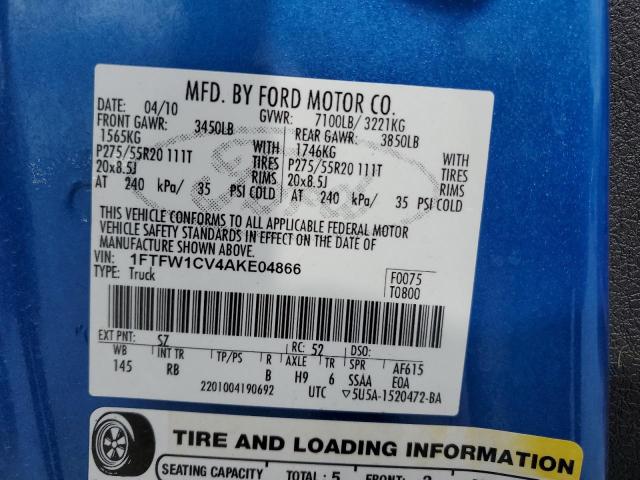 Photo 10 from auction – 2010 FORD F150 SUPER with VIN 1FTFW1CV4AKE04866