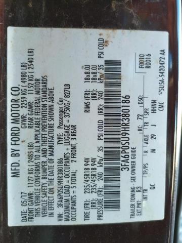 Photo 10 from auction – 2017 FORD FUSION TIT with VIN 3FA6P0SU9HR380186