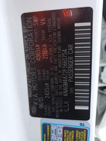 Foto 10 de la subasta – 2015 KIA OPTIMA LX con VIN KNAGM4A72F5661754