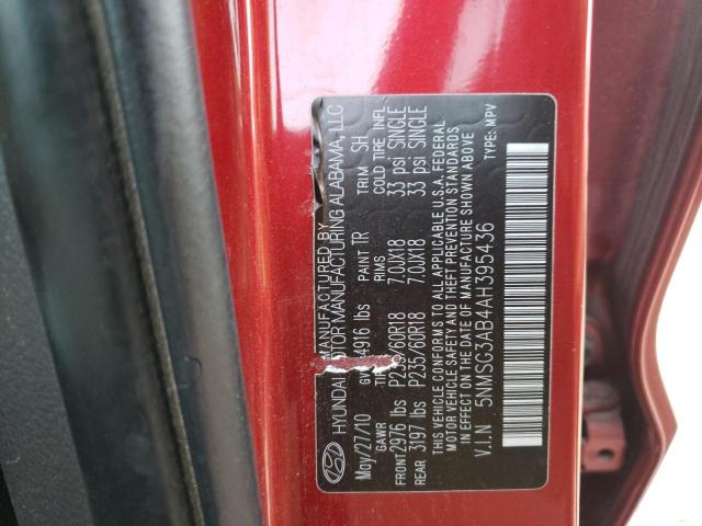 Photo 10 from auction – 2010 HYUNDAI SANTA FE G with VIN 5NMSG3AB4AH395436