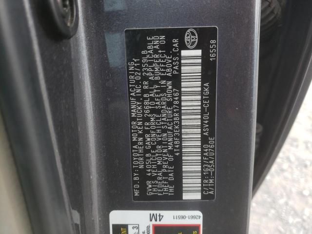 Photo 10 from auction – 2011 TOYOTA CAMRY BASE with VIN 4T4BF3EK3BR178467