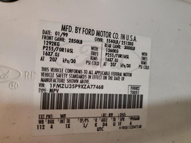 Photo 10 from auction – 1999 FORD EXPLORER with VIN 1FMZU35P9XZA77468