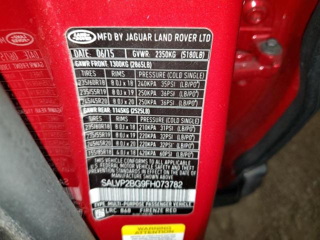 Photo 10 from auction – 2015 LAND ROVER RANGE ROVE with VIN SALVP2BG9FH073782