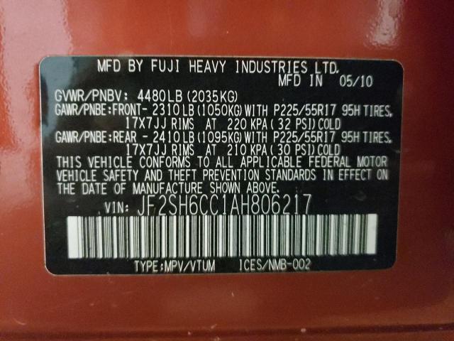 Photo 10 from auction – 2010 SUBARU FORESTER 2 with VIN JF2SH6CC1AH806217