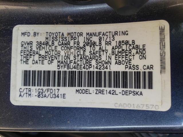 Photo 10 from auction – 2013 TOYOTA COROLLA BA with VIN 5YFBU4EE4DP142341