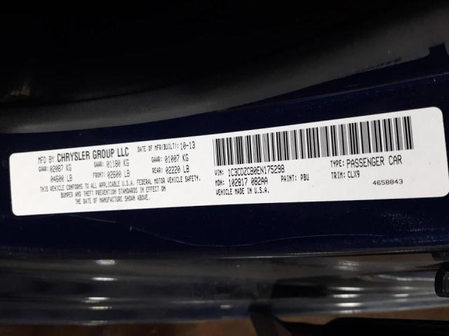 Photo 10 from auction – 2014 DODGE AVENGER SX with VIN 1C3CDZCB0EN175298