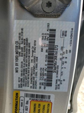 Photo 10 from auction – 2019 FORD FUSION S with VIN 3FA6P0G72KR161273