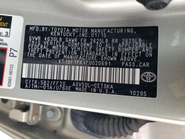 Photo 10 from auction – 2015 TOYOTA CAMRY LE with VIN 4T1BF1FK4FU020691