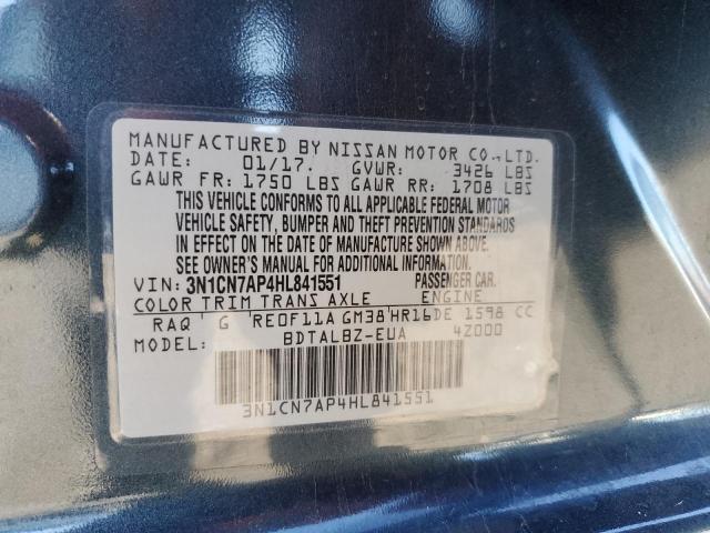 Photo 10 from auction – 2017 NISSAN VERSA S with VIN 3N1CN7AP4HL841551