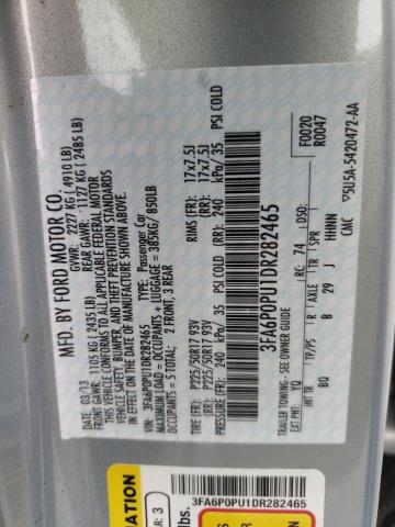 Photo 10 from auction – 2013 FORD FUSION SE with VIN 3FA6P0PU1DR282465