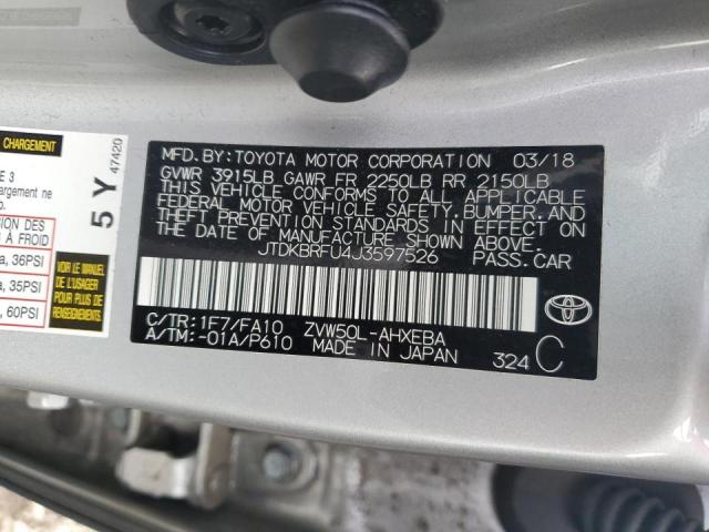 Photo 10 from auction – 2018 TOYOTA PRIUS with VIN JTDKBRFU4J3597526