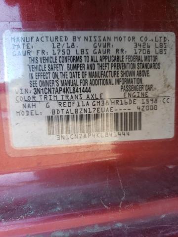 Photo 10 from auction – 2019 NISSAN VERSA S with VIN 3N1CN7AP4KL841444