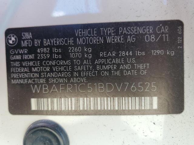 Photo 10 from auction – 2011 BMW 528 I with VIN WBAFR1C51BDV76525