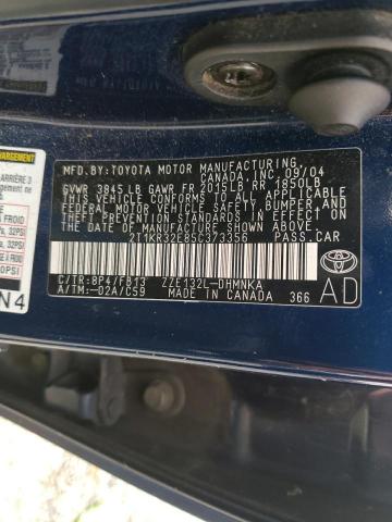 Photo 10 from auction – 2005 TOYOTA COROLLA MA with VIN 2T1KR32E85C373356