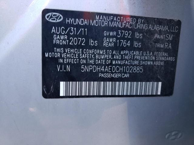 Photo 10 from auction – 2012 HYUNDAI ELANTRA GL with VIN 5NPDH4AE0CH102885