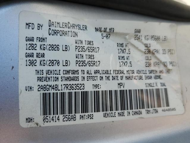 Photo 10 from auction – 2007 CHRYSLER PACIFICA with VIN 2A8GM48L17R363523