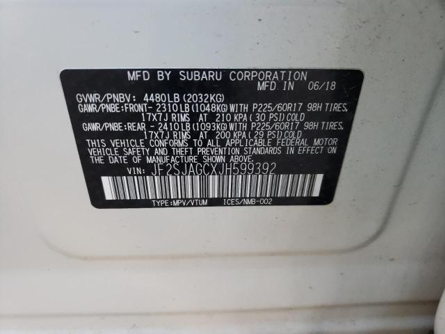 Photo 10 from auction – 2018 SUBARU FORESTER 2 with VIN JF2SJAGCXJH599392