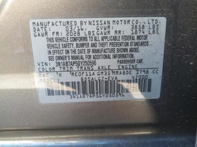 Photo 10 from auction – 2016 NISSAN SENTRA S with VIN 3N1AB7AP5GY250596
