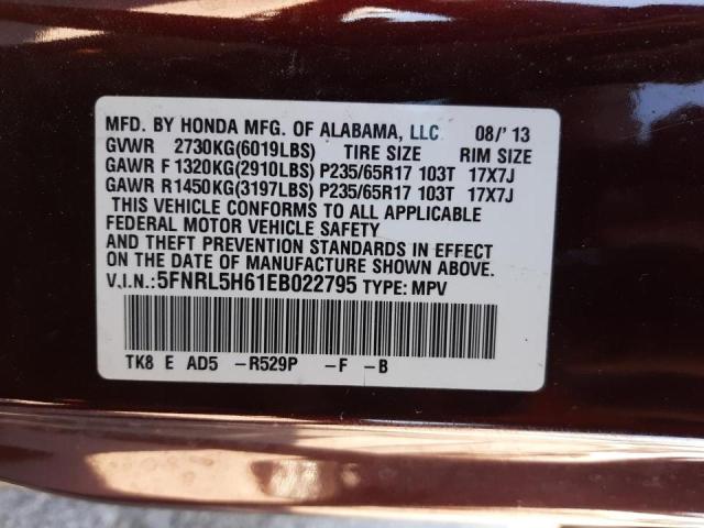 Photo 10 from auction – 2014 HONDA ODYSSEY EX with VIN 5FNRL5H61EB022795