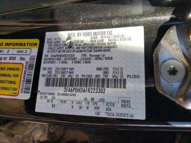Photo 10 from auction – 2015 FORD FUSION SE with VIN 3FA6P0HD6FR223302