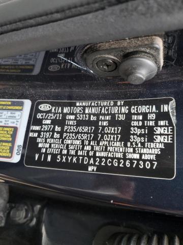 Photo 10 from auction – 2012 KIA SORENTO BA with VIN 5XYKTDA22CG267307