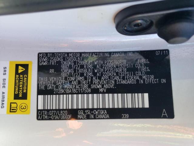 Photo 10 from auction – 2011 LEXUS RX 350 with VIN 2T2BK1BA1BC117508