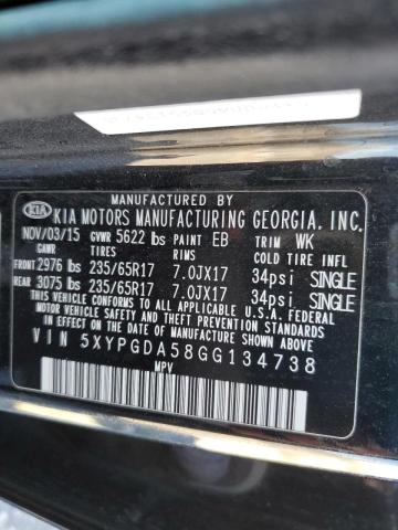 Photo 10 from auction – 2016 KIA SORENTO LX with VIN 5XYPGDA58GG134738