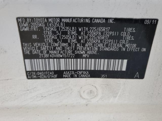 Photo 10 from auction – 2011 TOYOTA RAV4 with VIN 2T3BF4DV8BW151722