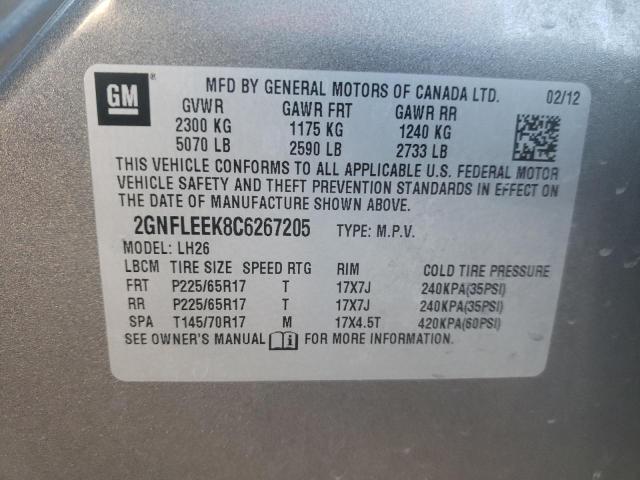 Photo 10 from auction – 2012 CHEVROLET EQUINOX LT with VIN 2GNFLEEK8C6267205