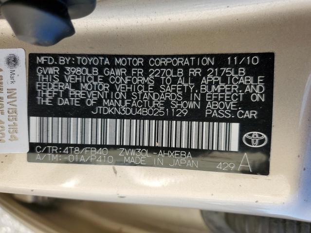 Photo 10 from auction – 2011 TOYOTA PRIUS with VIN JTDKN3DU4B0251129