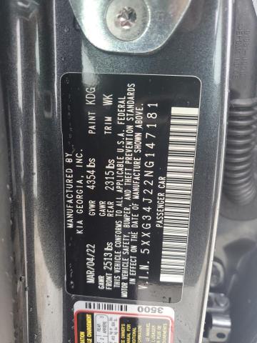Photo 10 from auction – 2022 KIA K5 EX with VIN 5XXG34J22NG147181