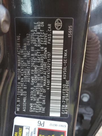Photo 10 from auction – 2012 TOYOTA CAMRY BASE with VIN 4T4BF1FK5CR215197