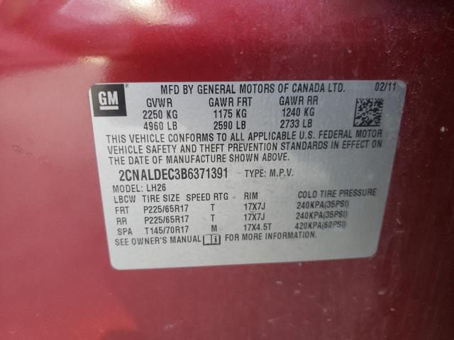 Photo 10 from auction – 2011 CHEVROLET EQUINOX LT with VIN 2CNALDEC3B6371391