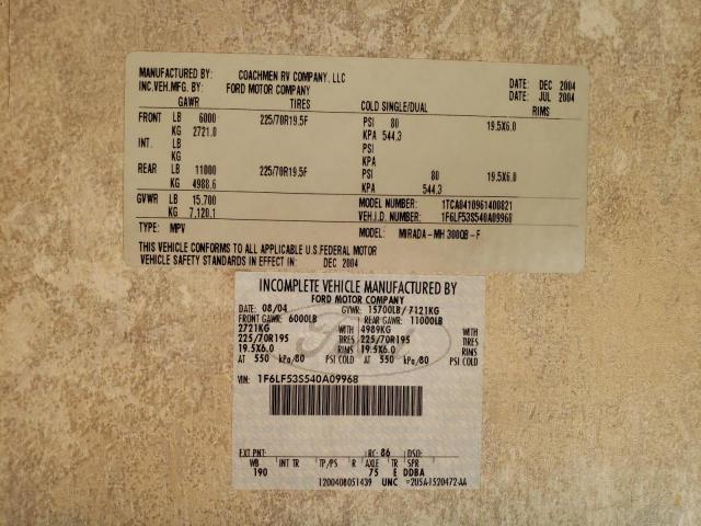 Photo 10 from auction – 2004 FORD F550 SUPER with VIN 1F6LF53S540A09968
