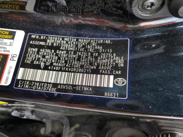 Photo 10 from auction – 2013 TOYOTA CAMRY L with VIN 4T4BF1FK4DR286215