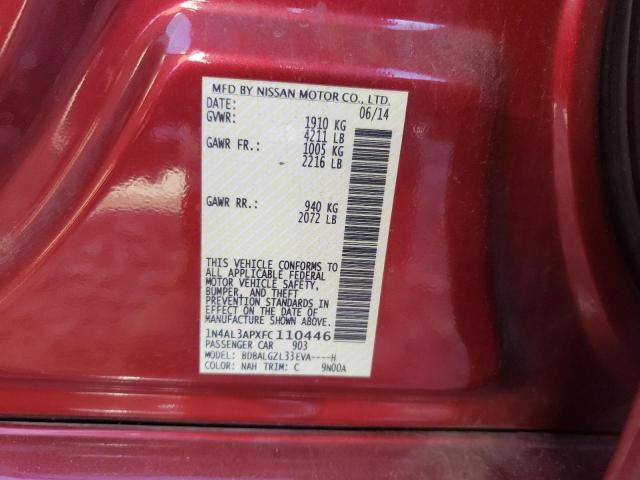 Photo 10 from auction – 2015 NISSAN ALTIMA 2.5 with VIN 1N4AL3APXFC110446