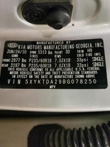 Photo 10 from auction – 2011 KIA SORENTO BA with VIN 5XYKTDA29BG078250
