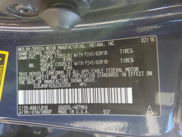Photo 10 from auction – 2016 TOYOTA HIGHLANDER with VIN 5TDJKRFH2GS262058
