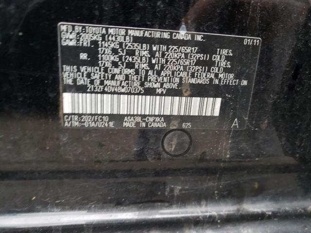 Photo 10 from auction – 2011 TOYOTA RAV4 with VIN 2T3ZF4DV4BW070375