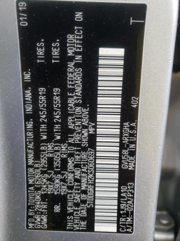 Photo 10 from auction – 2019 TOYOTA HIGHLANDER with VIN 5TDDGRFH2KS060697