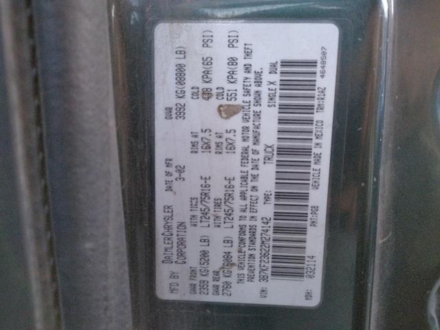 Photo 10 from auction – 2002 DODGE RAM 2500 with VIN 3B7KF23622M274142