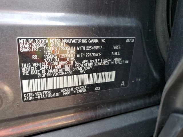 Photo 10 from auction – 2019 TOYOTA RAV4 LE with VIN 2T3F1RFV0KC044191