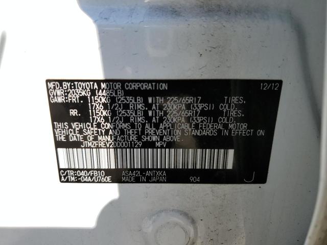 Photo 10 from auction – 2013 TOYOTA RAV4 LE with VIN JTMZFREV2DD001129
