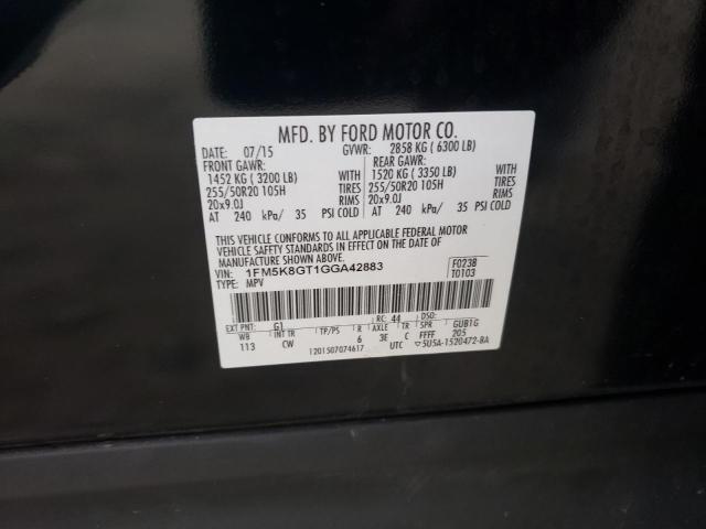 Zdjęcie 10 z aukcji – 2016 FORD EXPLORER S z VIN 1FM5K8GT1GGA42883