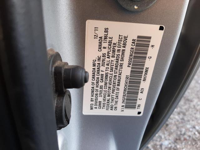 Photo 10 from auction – 2012 HONDA CIVIC EX with VIN 2HGFB2F89CH541501