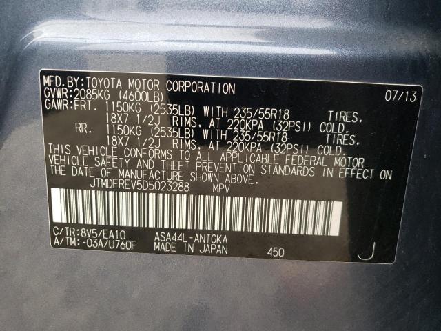Photo 10 from auction – 2013 TOYOTA RAV4 LIMIT with VIN JTMDFREV5D5023288