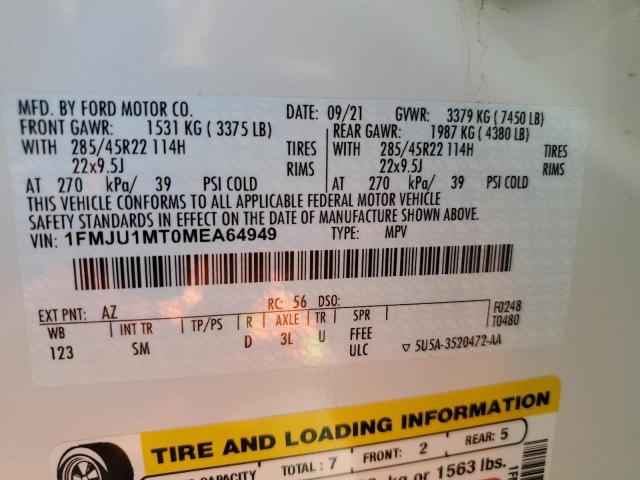 Photo 10 from auction – 2021 FORD EXPEDITION with VIN 1FMJU1MT0MEA64949