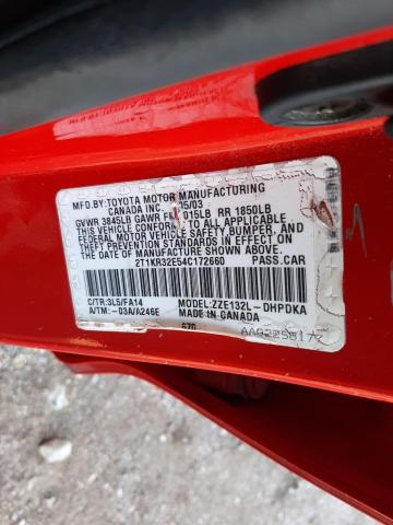Photo 10 from auction – 2004 TOYOTA COROLLA MA with VIN 2T1KR32E54C172660