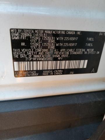 Photo 10 from auction – 2019 TOYOTA RAV4 XLE with VIN 2T3P1RFV4KW045993